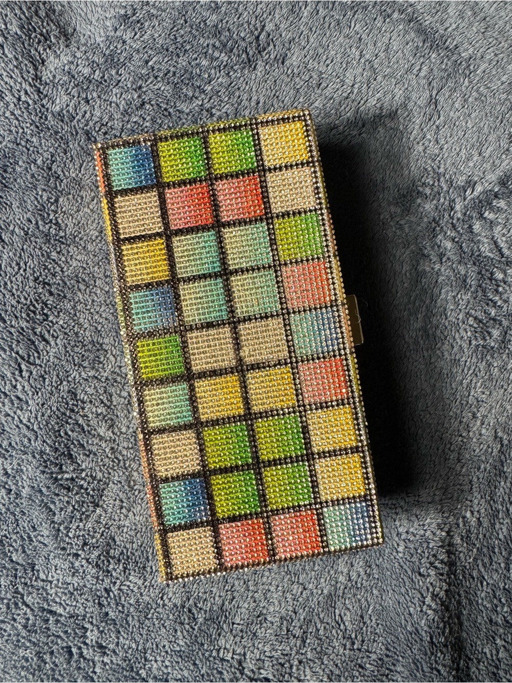 Multicolor Beaded Grid Clutch